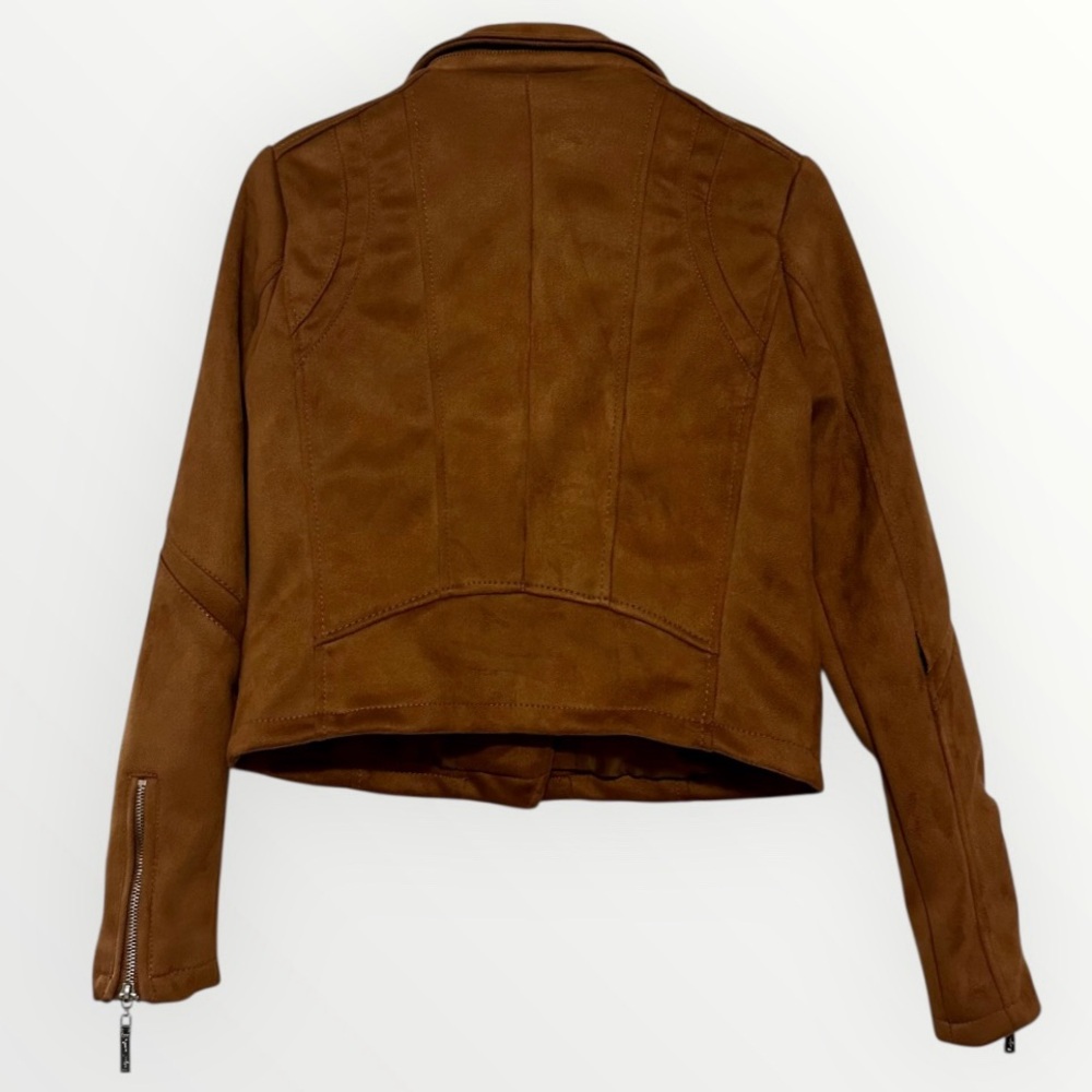 Faux Suede Cropped Moto Jacket - Picture 3 of 7